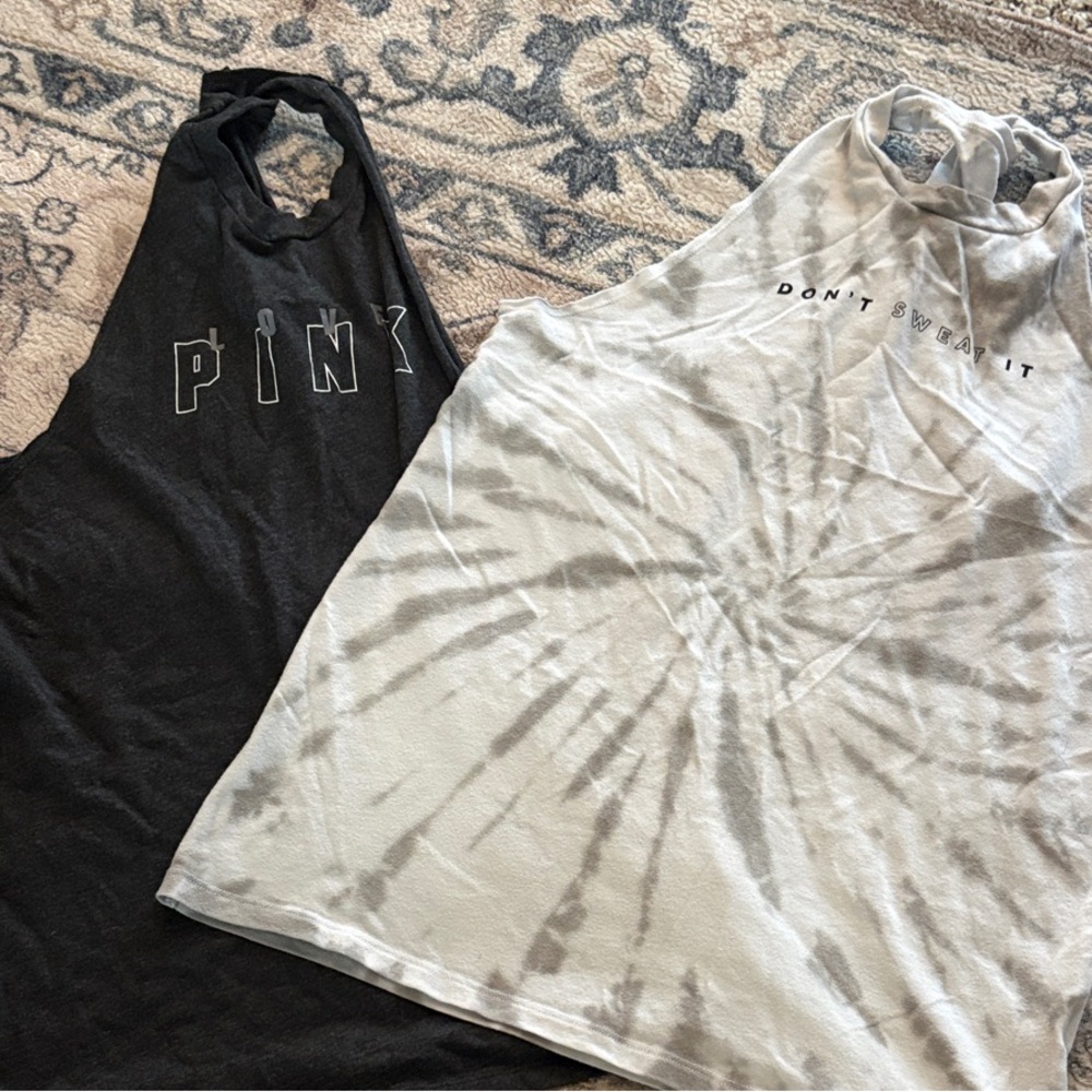 PINK Victoria's Secret Black and Gray Muscle Tees